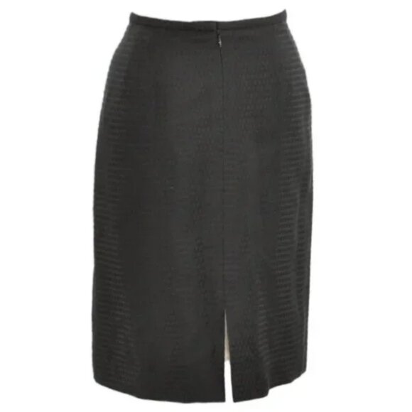 Etcetera Luxurious Black Embossed Dobby Dot Jacquard Pencil Dress Skirt L 12 - Picture 3 of 4